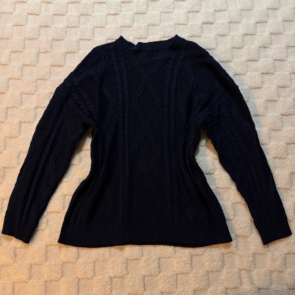 Navy Cable Knit Sweater, Shein, Women’s Large - Picture 2 of 4